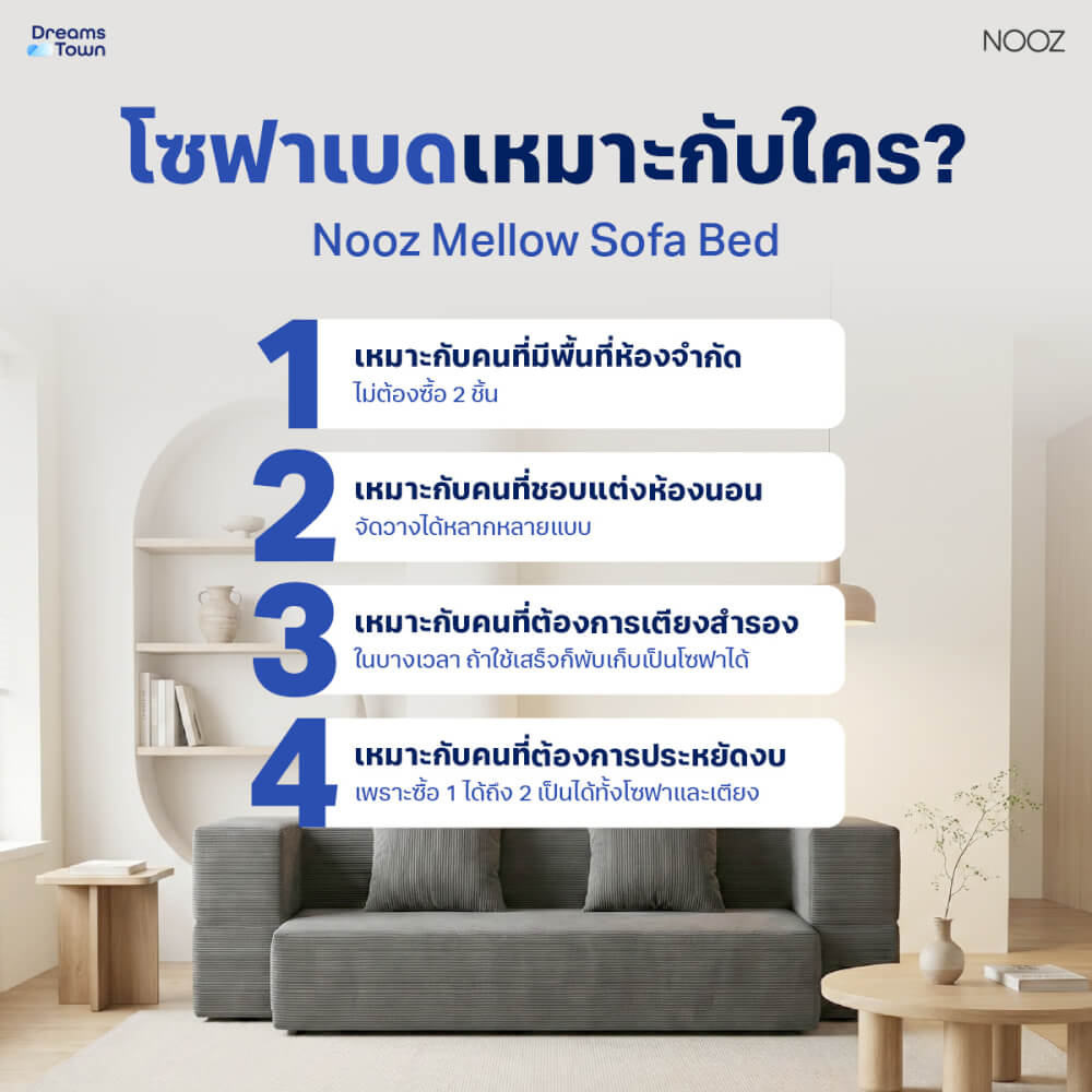 โซฟาเบด 2 IN 1 NOOZ SOFA BED สีเทา_1